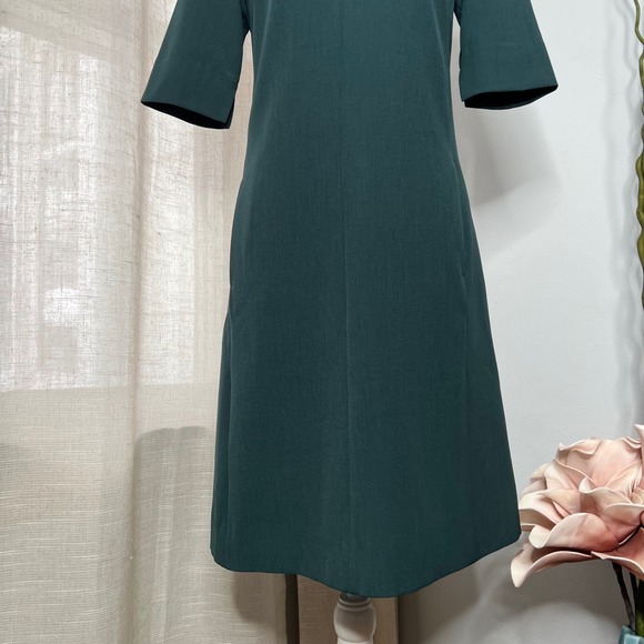 MM Lafleur Emily Dress Square Neck Pockets A Line‎ Emerald Green Women's Size 2 - Picture 5 of 11
